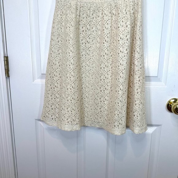 Loft Ivory Lace Sleeveless Dress Lined Eyelet Dress - Picture 4 of 8